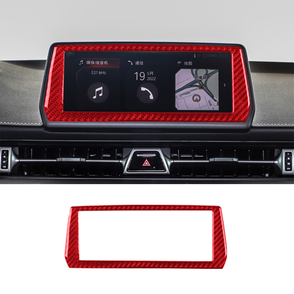 Red Carbon Fiber GPS Navigation Display Cover Trim for Toyota Supra A90 2019-22