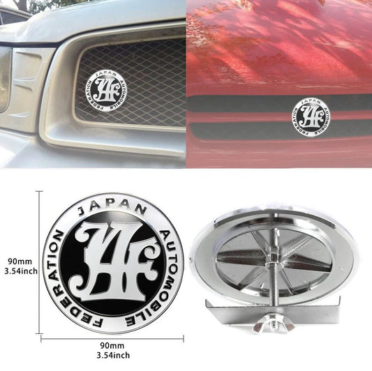 The car grille front badge of the Japan Automobile Federation is black and applicable to for Mitsubishi .