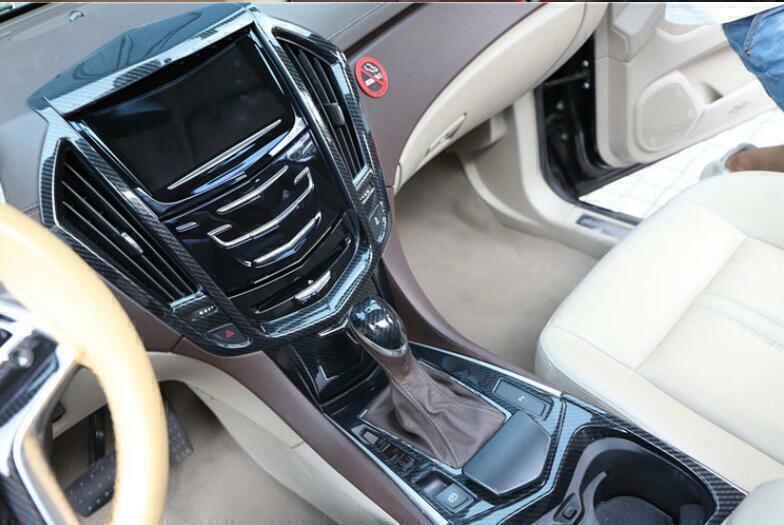 Inner Console Gear Storage Box Cover Trim for Cadillac SRX 2010-15 Carbon Fiber