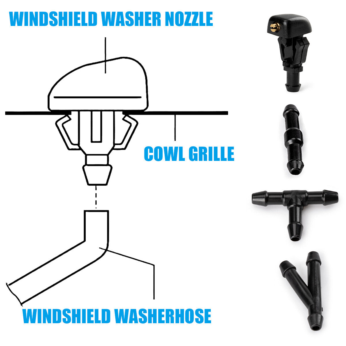 2x Windshield Wiper Washer Fluid Jet Nozzle for Ford F-150 2004-2014 3W7Z17603AA
