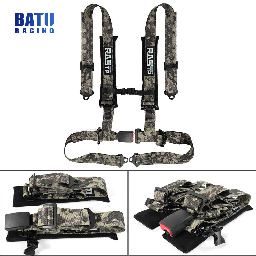 Camouflage 2 4-Point Harness Quick Release Safety for Seat Belt+1Pair Shoulder Pads