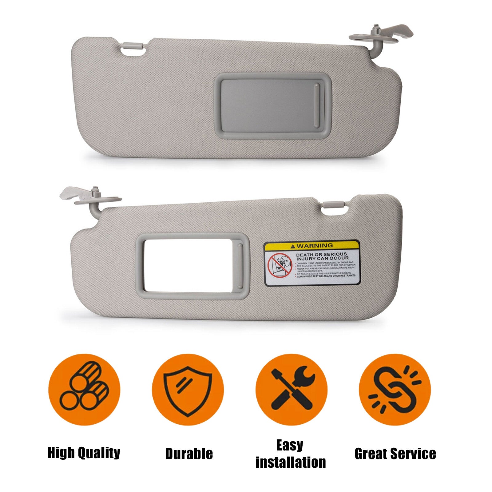 2-Pack for Hyundai for Elantra Gray 852103X000TX Brand New Car Sun Visors (Right + Left -)