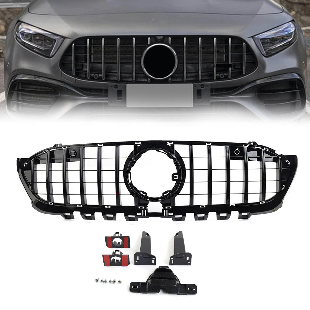 GTR Style Front Bumper Hood Radiator Grille for Benz A Class 2019-2023