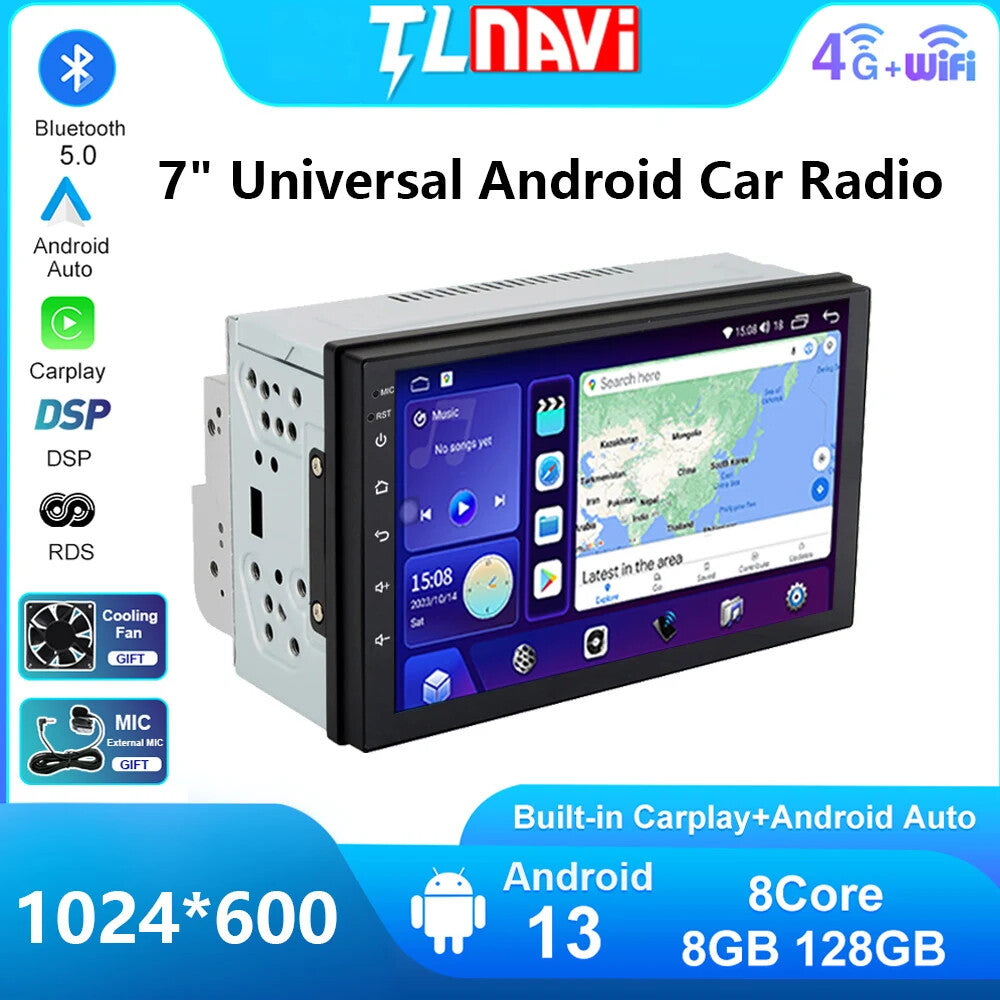 Universal Android Car Radio Carplay Stereo Audio GPS Multimedia Player Screen