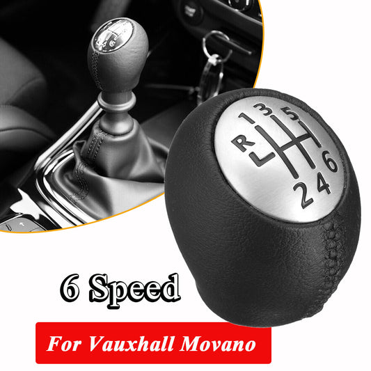 6 Speed Leather Gear Shift Shifter Knob Lever Stick Handball for Vauxhall Movano