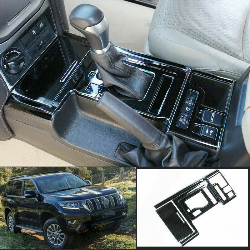 Black steel Inner Gear Shift Panel Molding Cover Trim for Toyota Prado 2018-2021