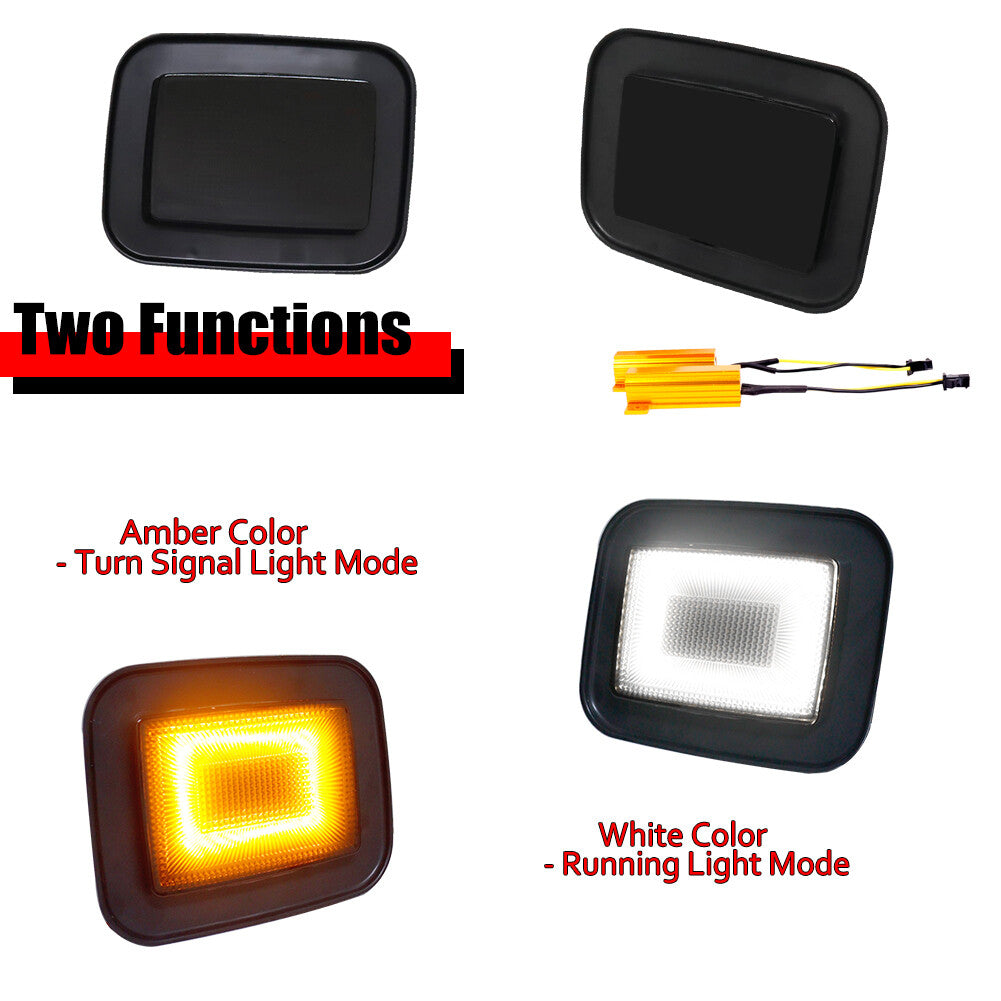 Smoked front bumper turn signal lights with amber LEDs, suitable for Hummer H2 (model 03-09) 15060530