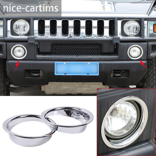 Chrome ABS Front Fog Light Lamp Ring Cover For HUMMER H2 2003-2009 Accessories