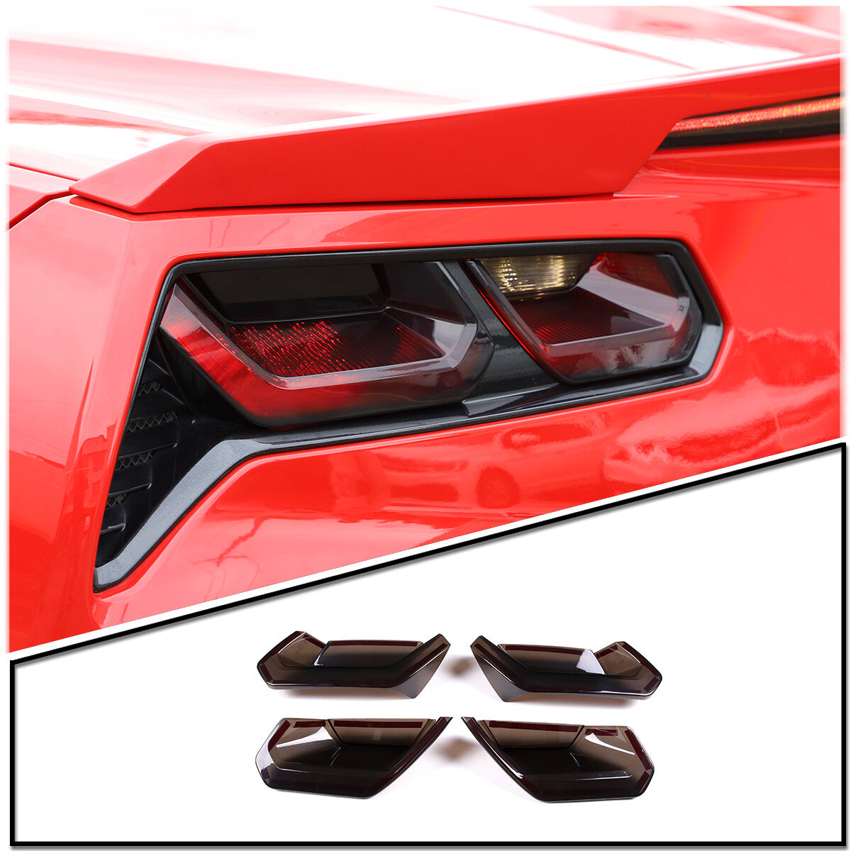 Suitable for 2014-2019 C7 for Corvette rear taillight visor kit, molded smoked acrylic, USA.