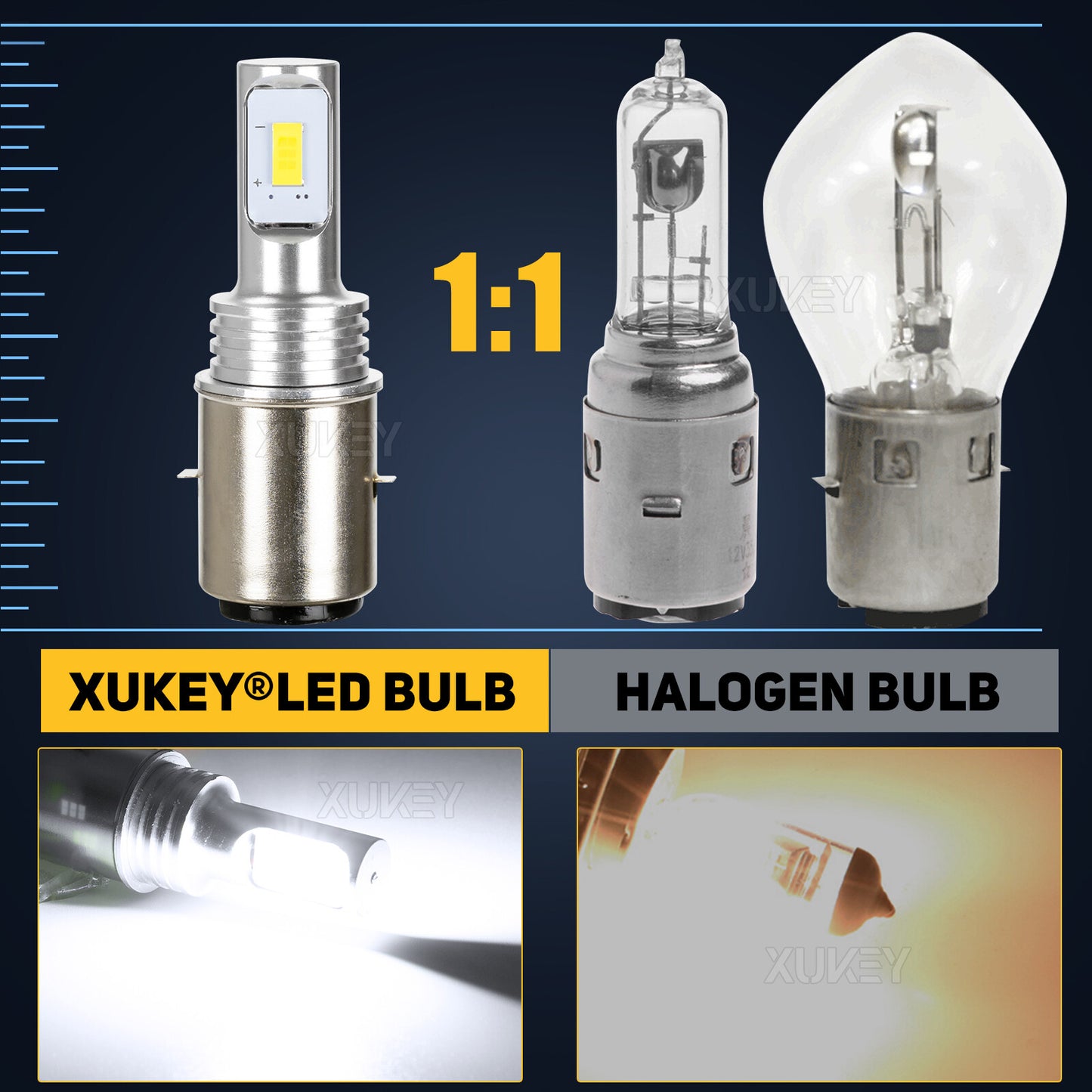 12V BA20D H6 LED High-low Beam For Motorcycle Headlight Xenon White Light Bulb