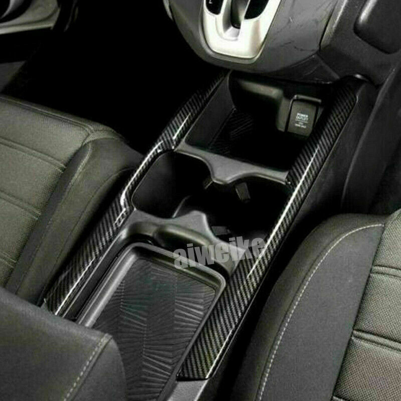 Carbon Fiber Look ABS Water Cup Holder Trim Strips for Honda CR-V CRV 2017-2022