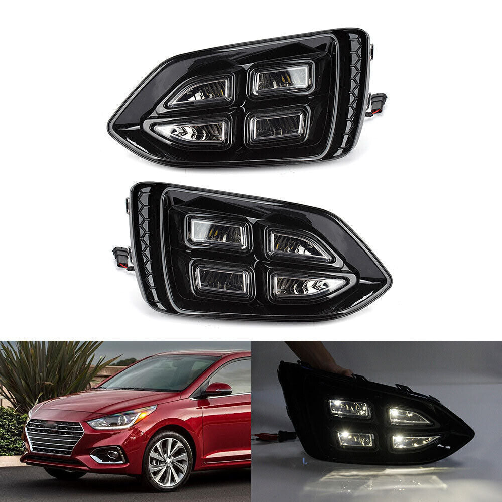 2Pcs for Hyundai Accent 2019-2020 Front Bumper Fog Lamp Modified LED White Light