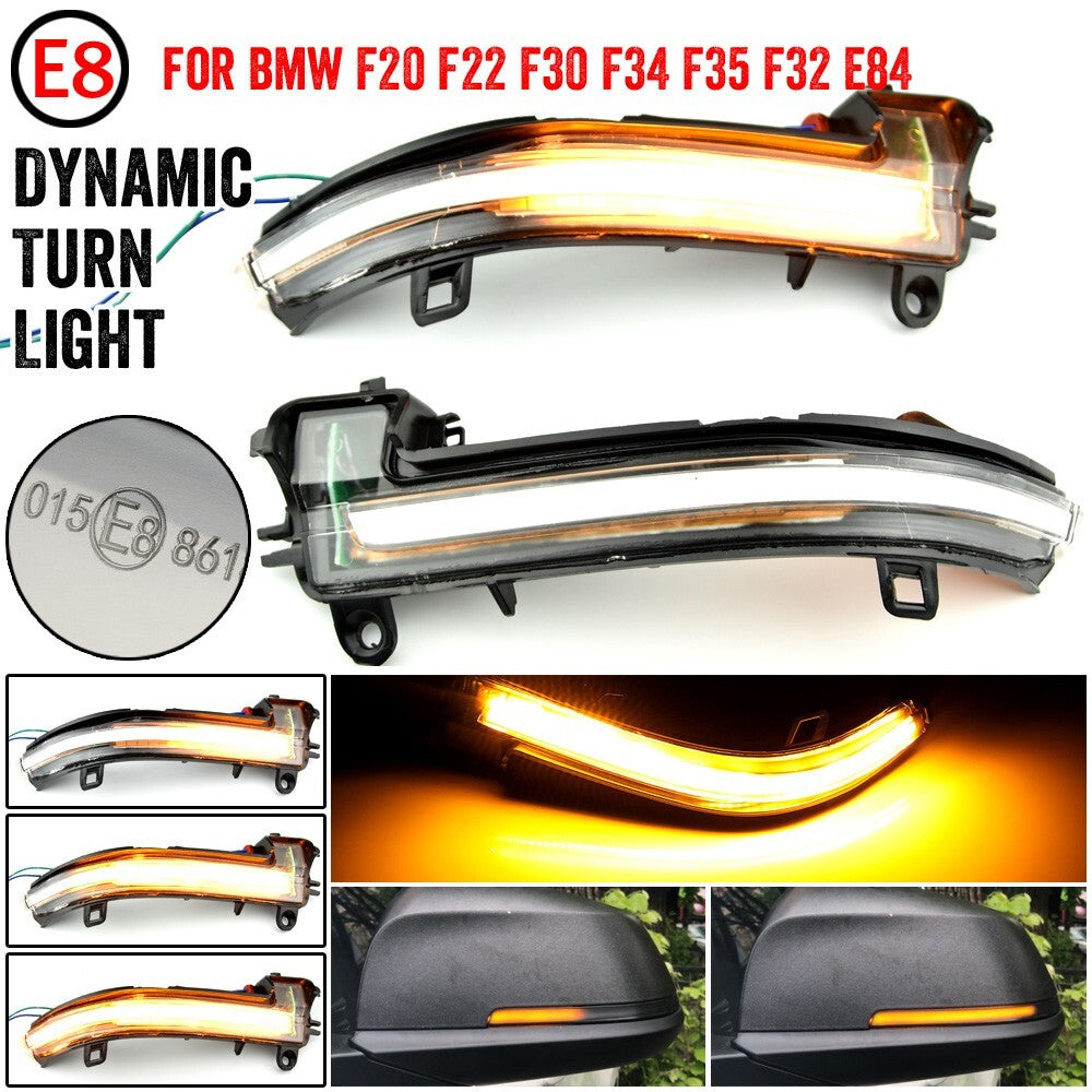 2pcs LED Dynamic Side Mirror Turn Signal Light Assembly White for BMW F20 F30