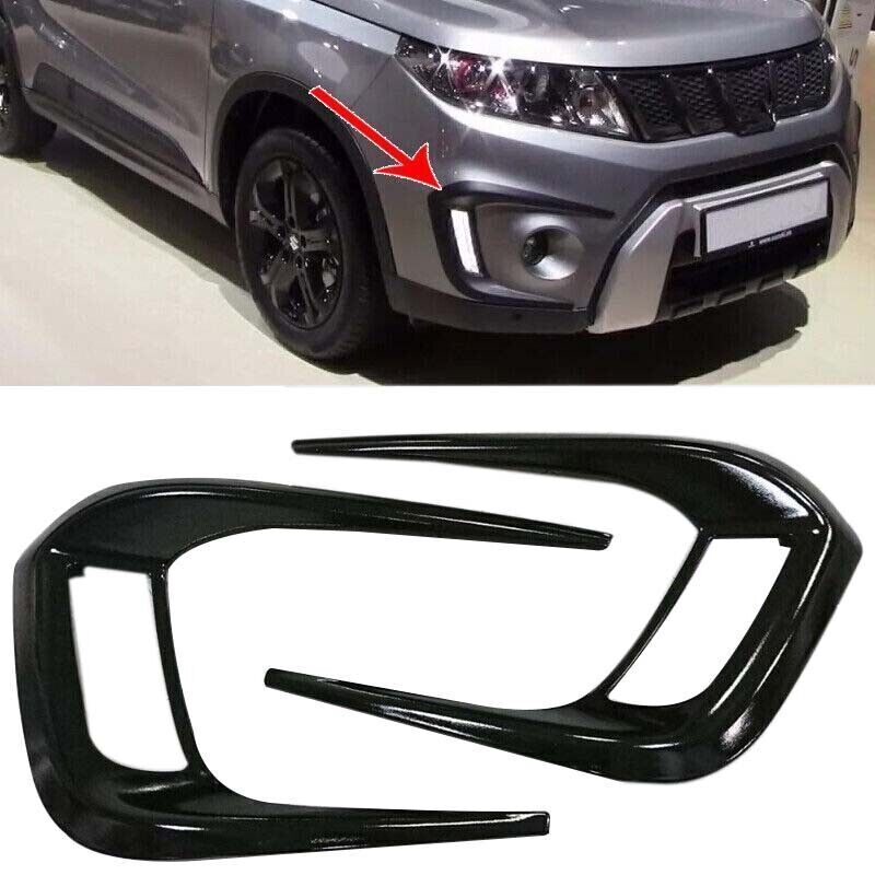 Pair of front fog light covers with BBQ trim ABS trim for Suzuki Vitara 2016 - 2020