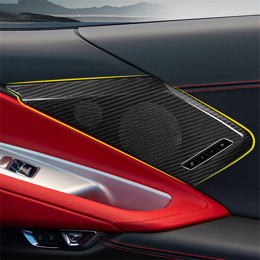 Real Carbon Fiber Inner Door Speaker Panel Cover for Chevrolet for Corvette C8 2020+
