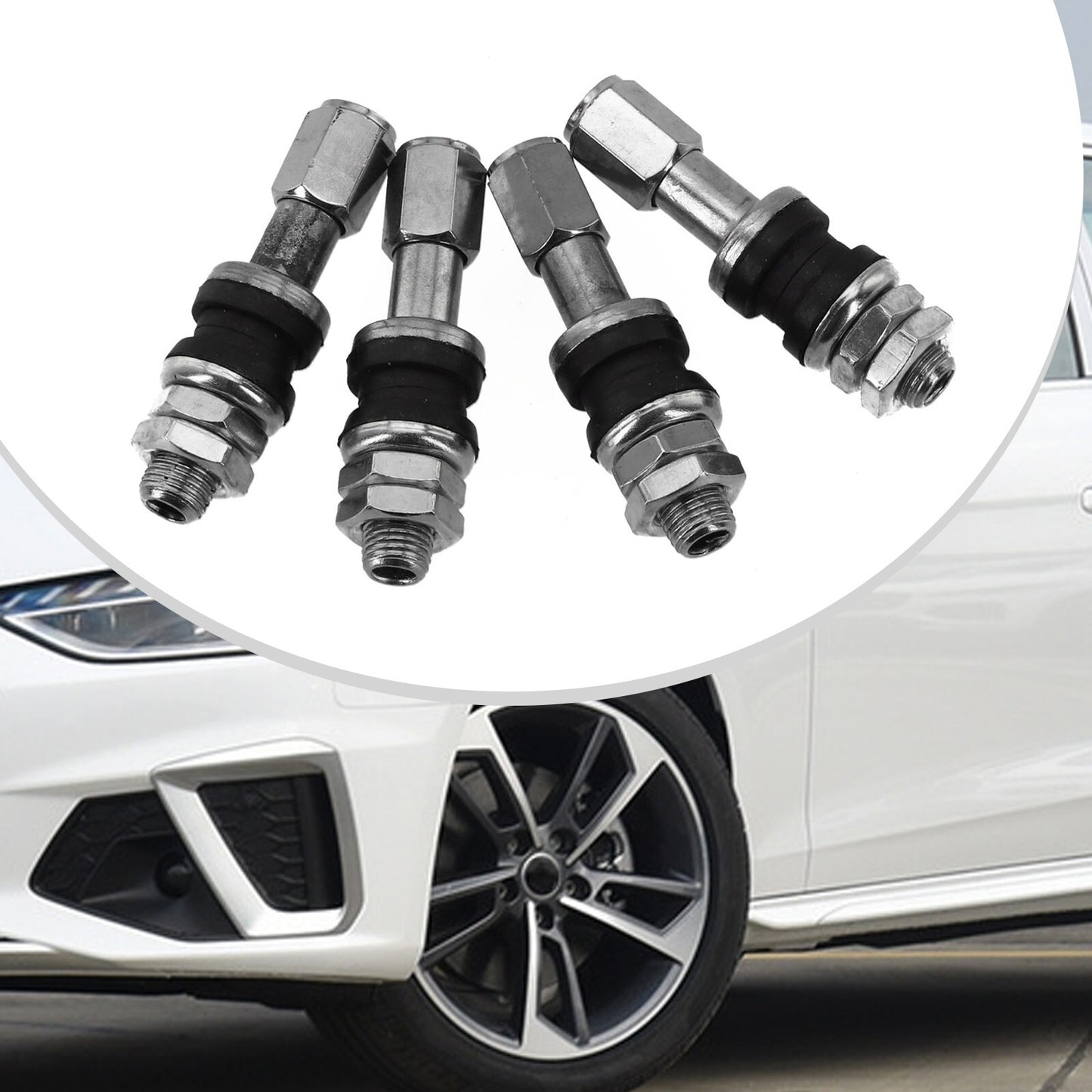 High Pressure Flush Chrome Metal Tire Valve Stems for Car Truck Set of 4