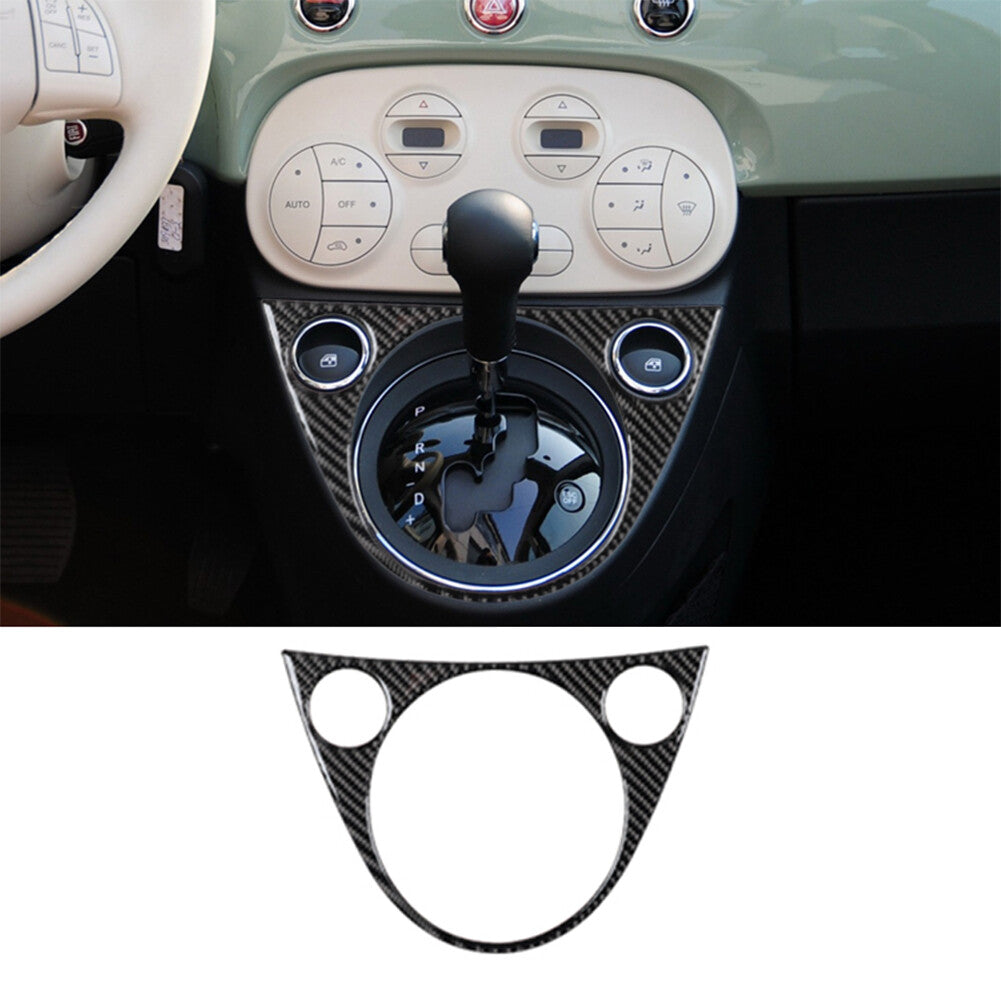 Carbon Fiber Interior Console Gear Shift Panel Cover Trim For 2012-2015 for Fiat 500