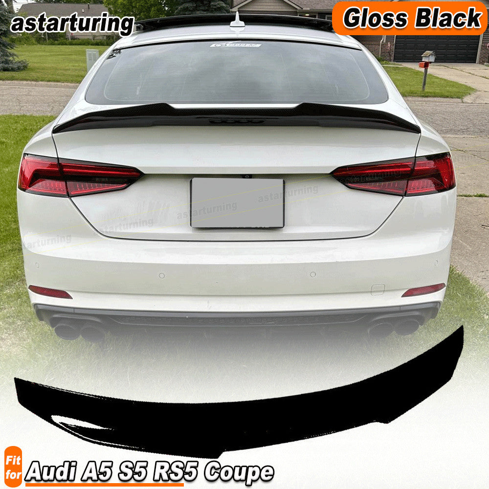 for Audi A5 S Line S5 RS5 B9 Coupe 17-22 Gloss Black Rear Trunk Spoiler Lip Wing