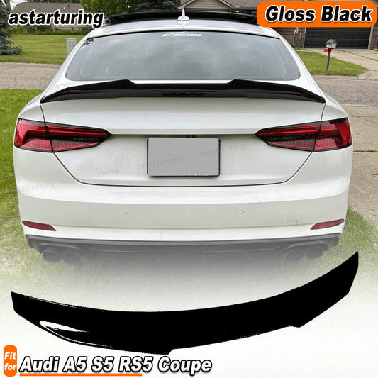 for Audi A5 S Line S5 RS5 B9 Coupe 17-22 Gloss Black Rear Trunk Spoiler Lip Wing