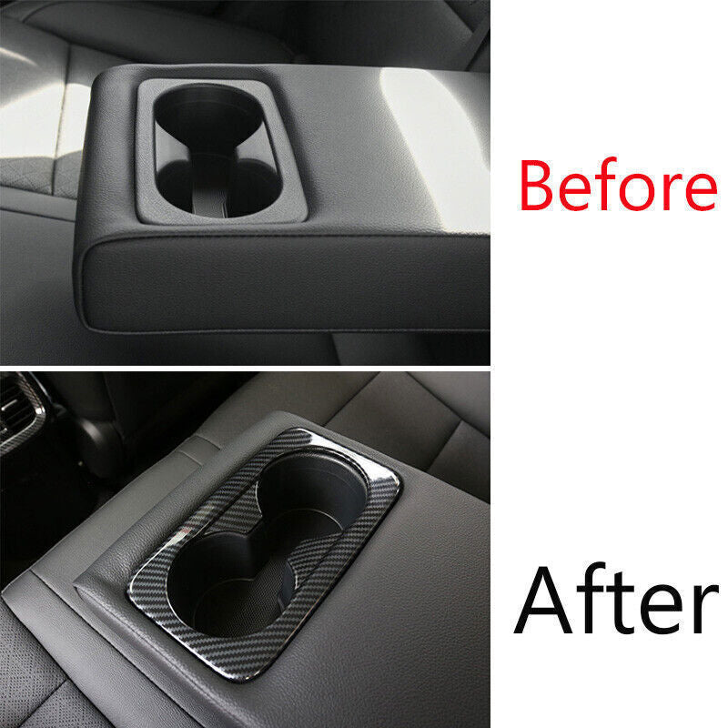 Rear Water Cup Holder Panel Cover Trim Fit for Kia K3 Forte 2019-22 Carbon Fiber