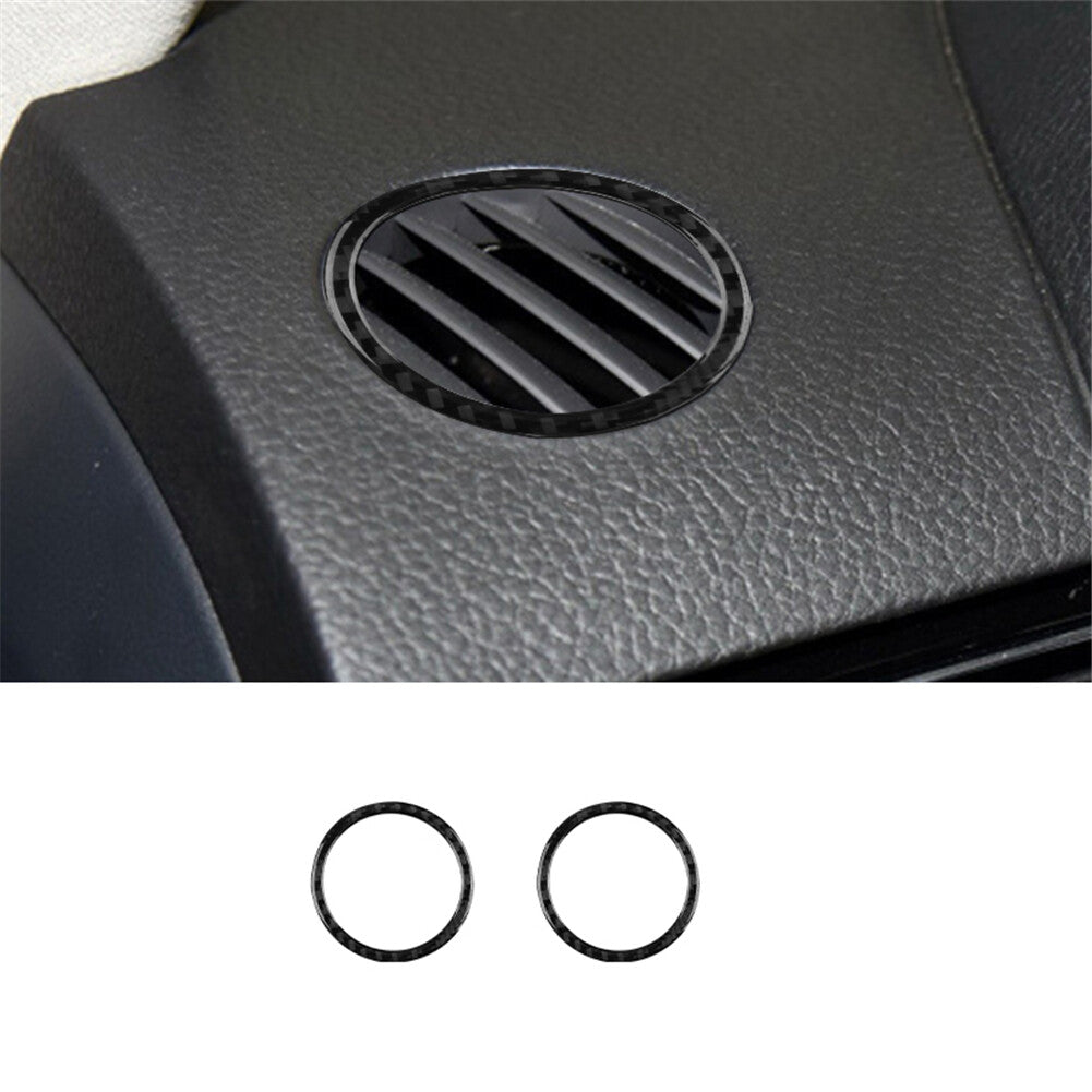2Pcs Dashboard Air Vent Ring Trim Cover Carbon Fiber for VW Touareg 2011-2018