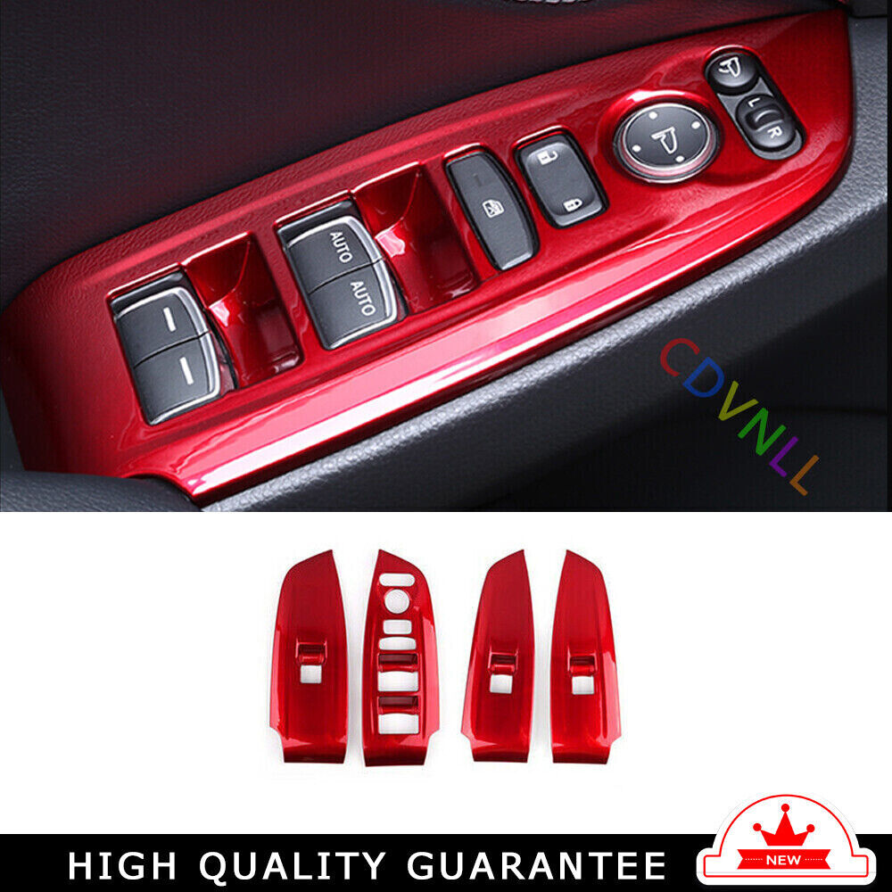 Glass Window Lifting Lock Panel Trim for Honda Accord 10th 2018-2022 Bright Red