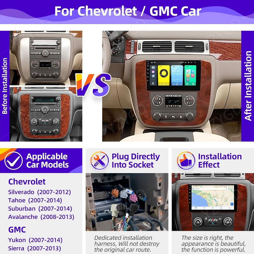 for Chevrolet Silverado 2007-2013 Stereo 9CarPlay Android Car Radio GPS WiFi