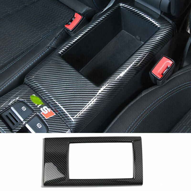 For 14-20 for Audi A3 S3 Carbon Fiber Look Central Console Storage Box Cover Trim 1X