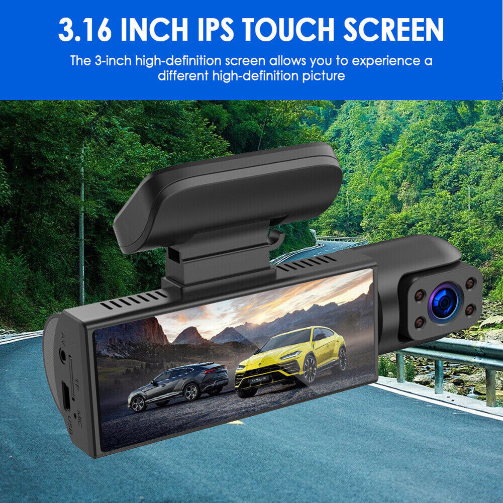 Dash Cam Car DVR Dual Lens Recorder Front Inside Cameras G-Sensor Night Vision