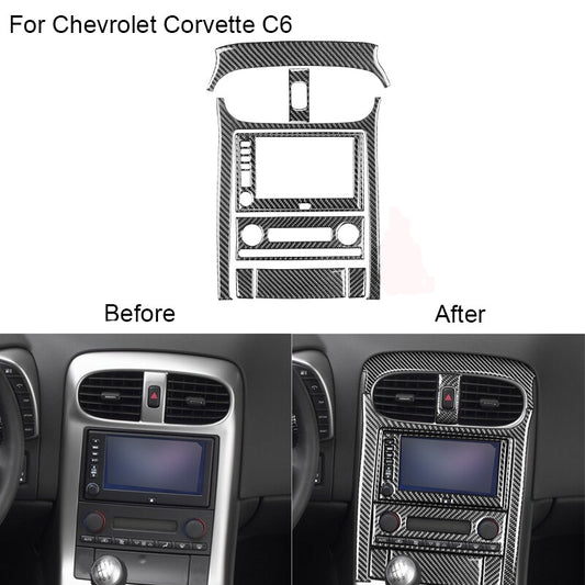 9Pcs for Chevrolet for Corvette C6 Carbon Fiber Center Control Panel Cover Type B