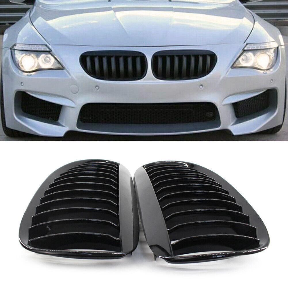Front Kidney Bumper Grille Fit Gloss Black for BMW E63 Coupe M6 E64 Cabrio M6