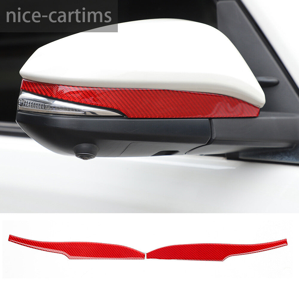 Red Carbon Fiber Side Rearview Mirror Base Panel Trim For Toyot@ 4Runner 2014-23