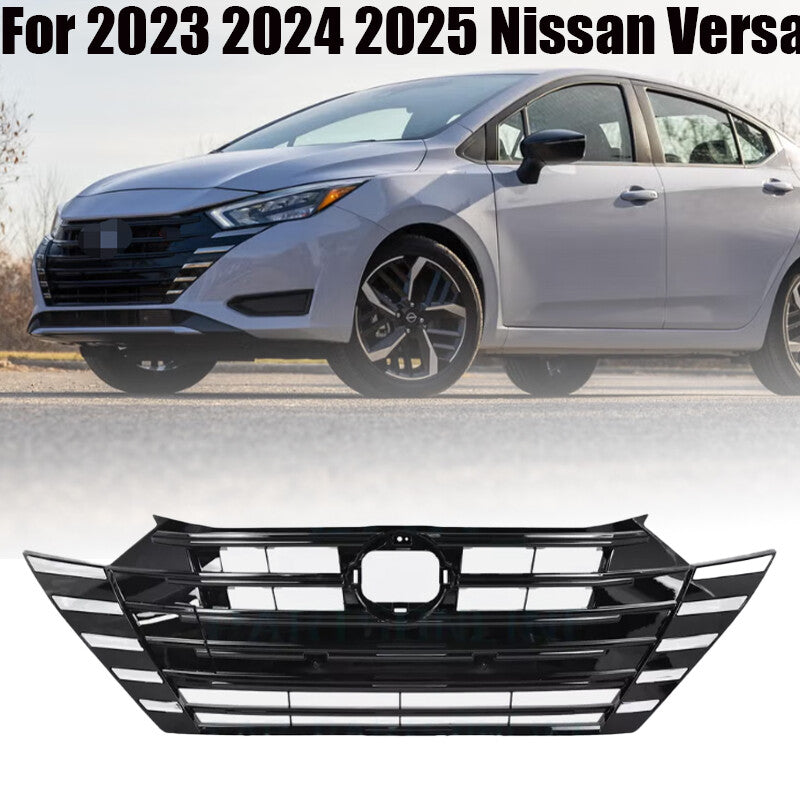 2023 2024 2025 for Nissan Versa Front Bumper Grille Assembly Chrome Gloss Black