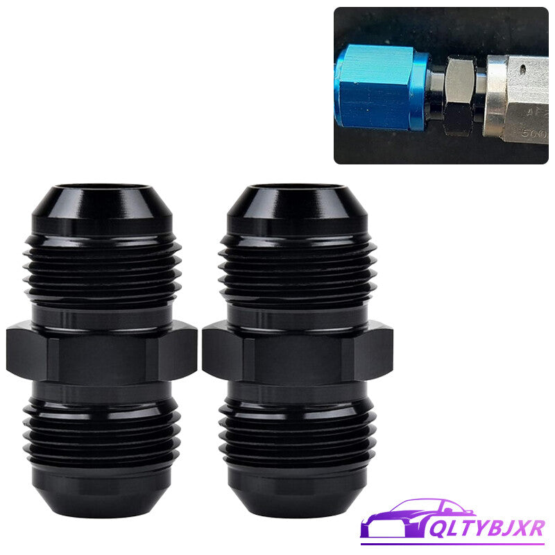 2Pcs 10AN to10AN Male Flare Coupler Union Straight Fuel Hose Adapter Fitting Blk