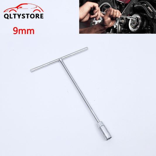 One-piece 9mm metric T-handle 45 steel socket wrench tool set suitable for cars and motorcycles.