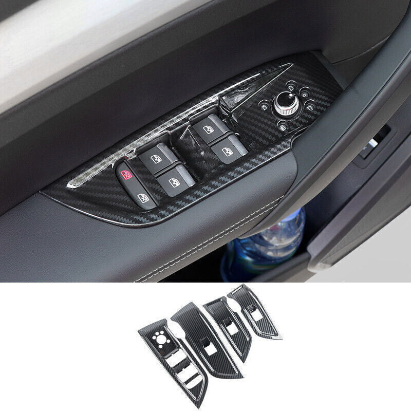 for Audi Q5 2018-2024 ABS Carbon Fiber Inner Window Lift Panel Switch Cover Trim