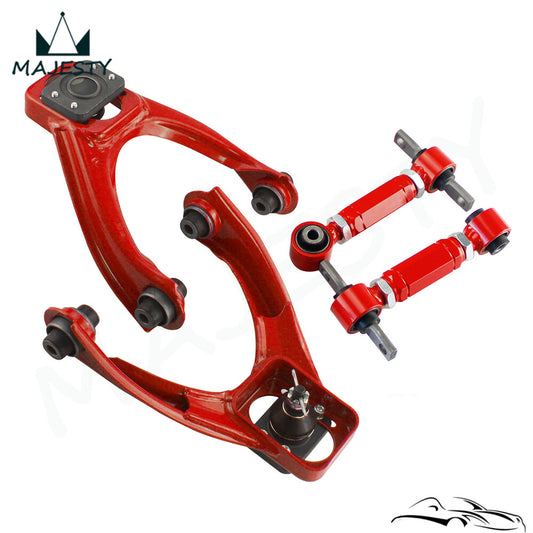 Front Upper Control+Rear Camber Adjustable Kit For 1996-2000 for Honda for Civic EK Red