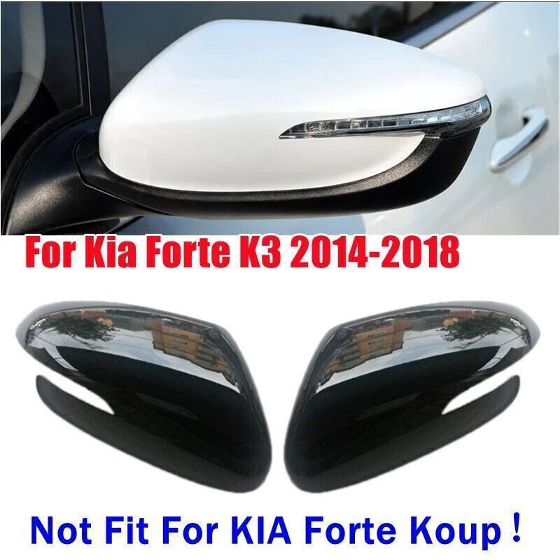 for Kia Forte K3 14-2018 Gloss Black Exterior Rearview Side Mirror Cover Replace