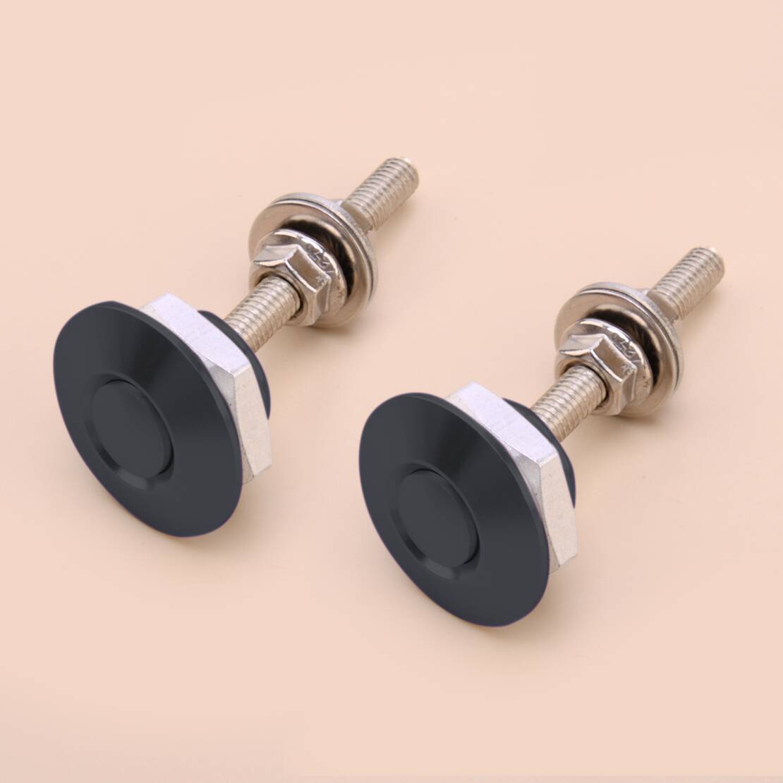 2x 25mm Black Screw-On Car Front Hood lock Pins Clip Latch Universal