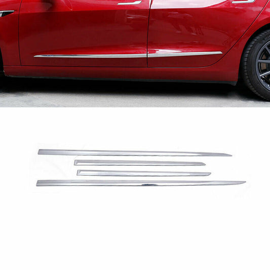 Chrome Body Side Door Molding Cover Trim Guard 4pcs for Tesla Model 3 2017-2023