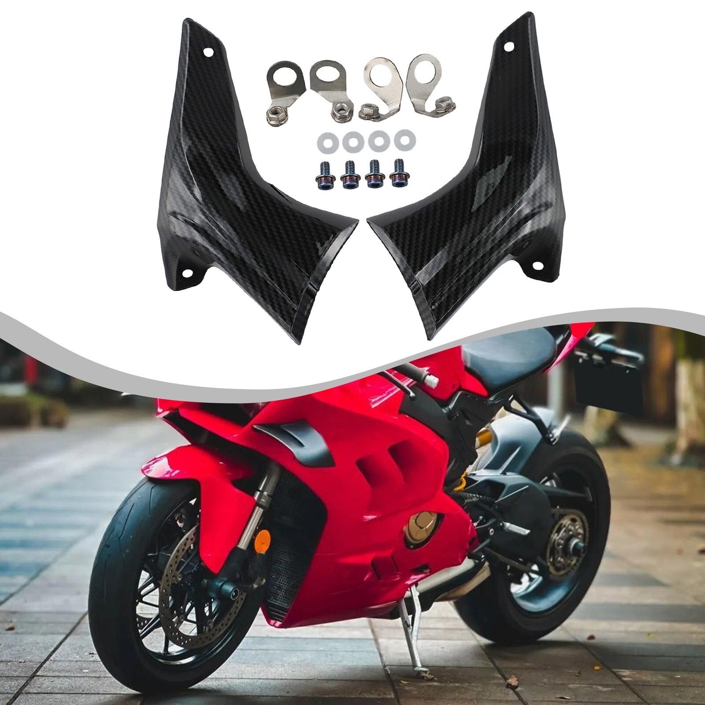 Carbon Fiber Motorycle Front Brake Caliper Air Ducts Cooler For V4 1098