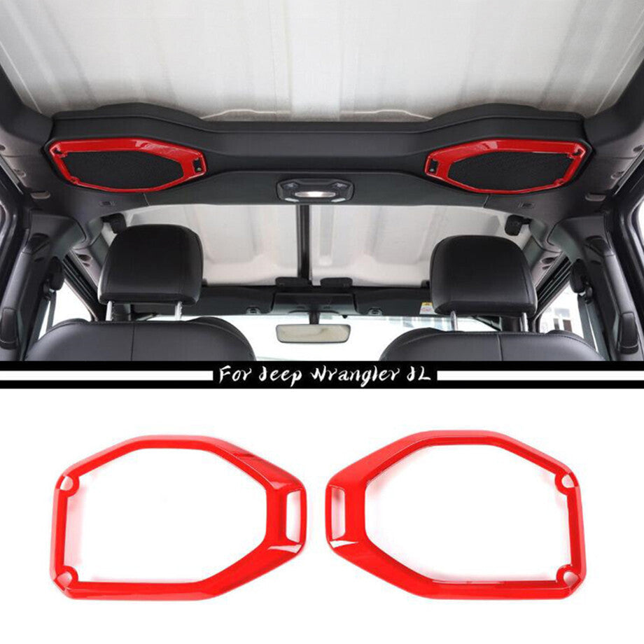 Suitable for 2018-2023 for Jeep for Wrangler JL ABS, Red Interior Top Roof Speaker Cover Trim