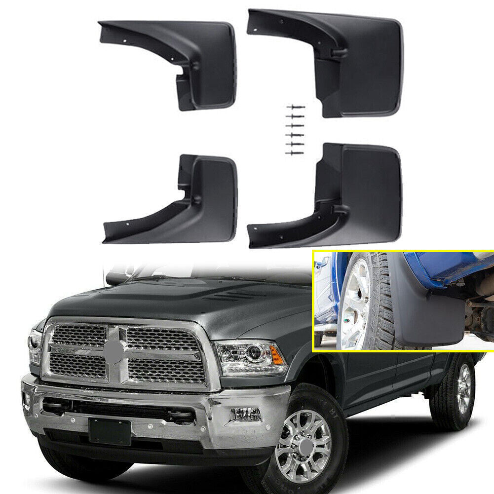 Front  Rear Deluxe Molded Splash Guards Mud Flaps Fit 2009-2019 10 for RAM 82214136