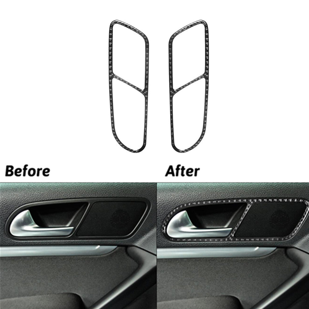 2X Carbon Fiber Rear Door Handle Trim for Volkswagen for Tiguan 2013-2017