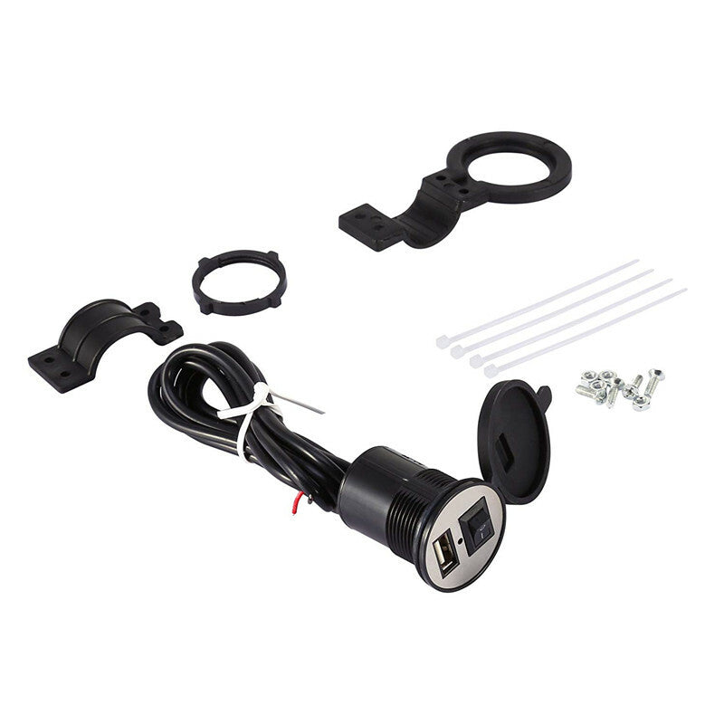 Motorcycle Charger Button for Smart Phone GPS USB Power Adapter Socket Waterproof