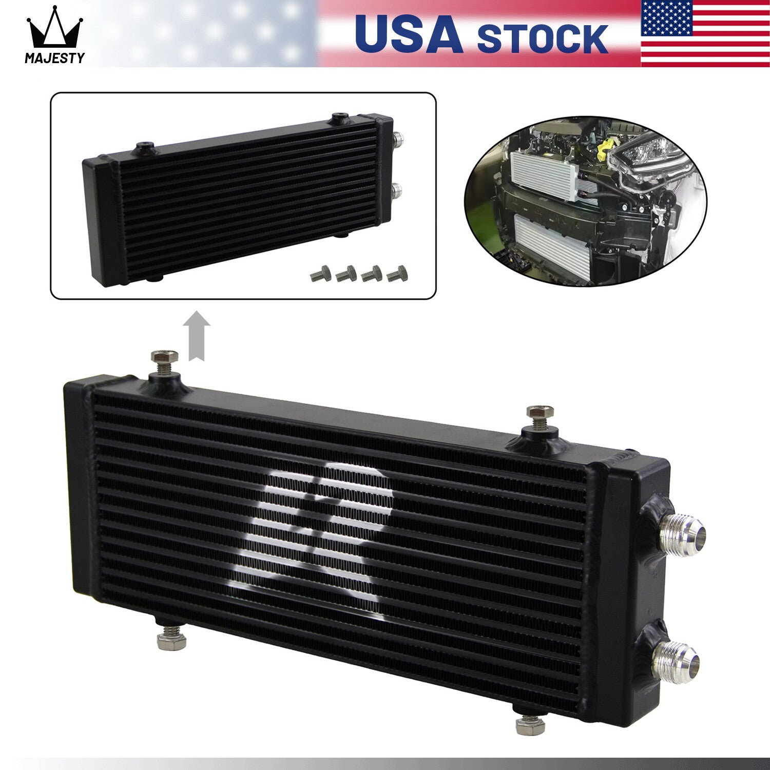 Universal Medium Bar and Plate Dual Pass Oil Cooler Core:14x5.5x1.58