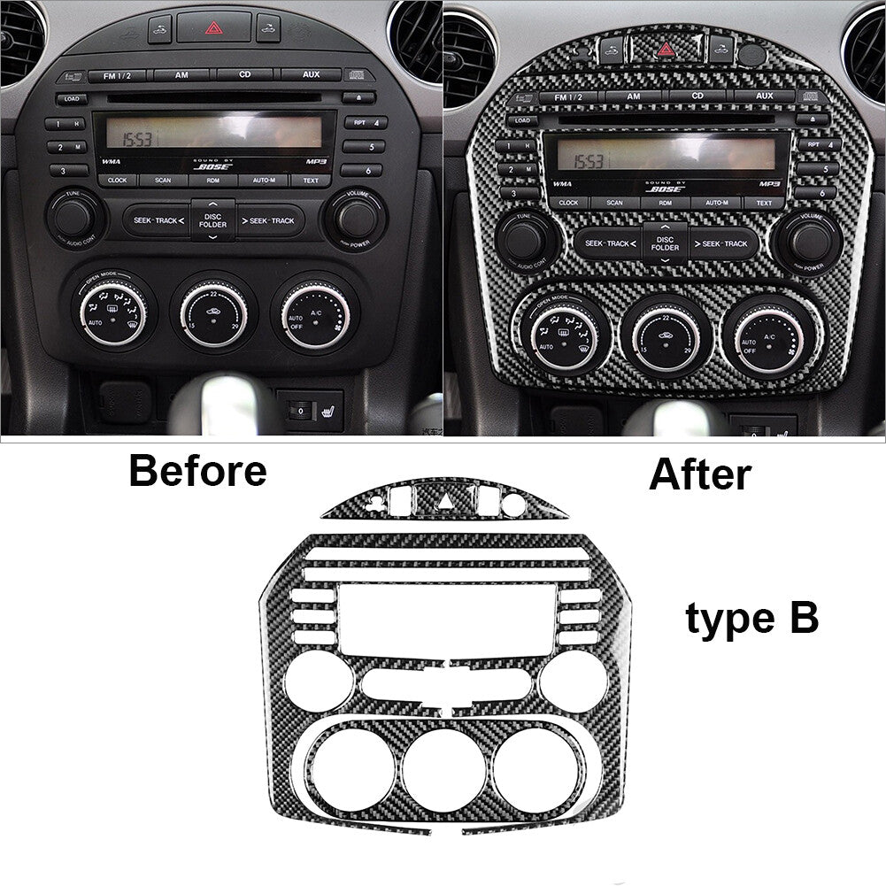 for Mazda MX-5 Miata 2009-2015 Carbon Fiber Interior Central Console Cover Trim