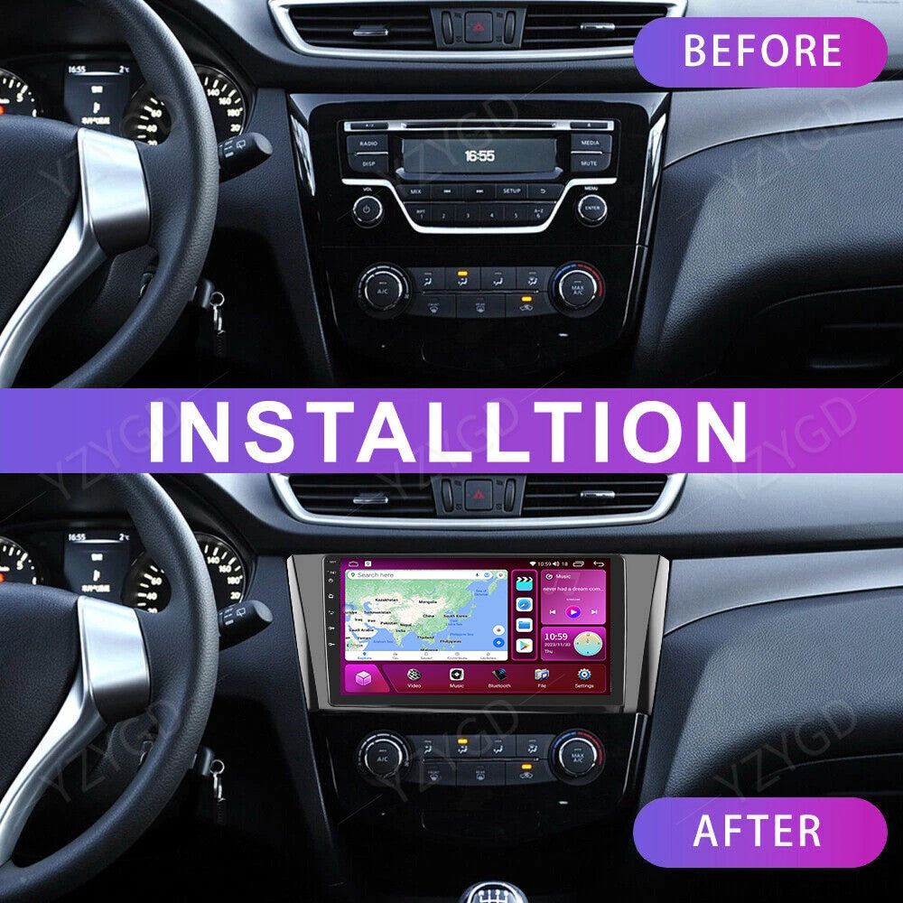 Android 14 Carplay for Nissan Qashqai 2014-2019 Car Stereo Radio GPS Navi Screen