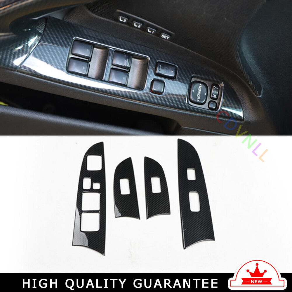 Glass Window Lifting Lock Panel Trim for Lexus IS 06-11 Black Carbon Fiber 4PCS