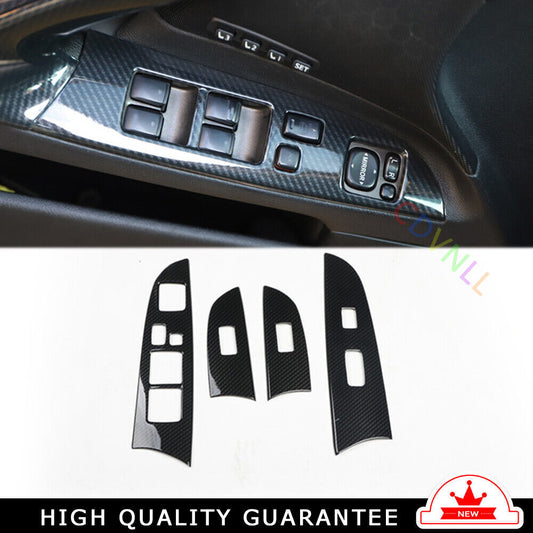 Glass Window Lifting Lock Panel Trim for Lexus IS 06-11 Black Carbon Fiber 4PCS